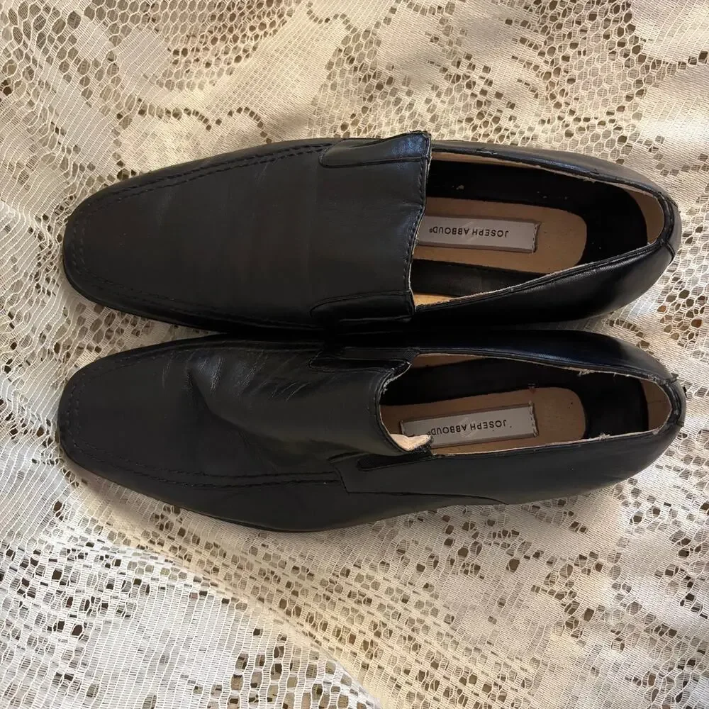 Joseph Abboud Men's US 10.5 D Black Leather Loafers Shoes